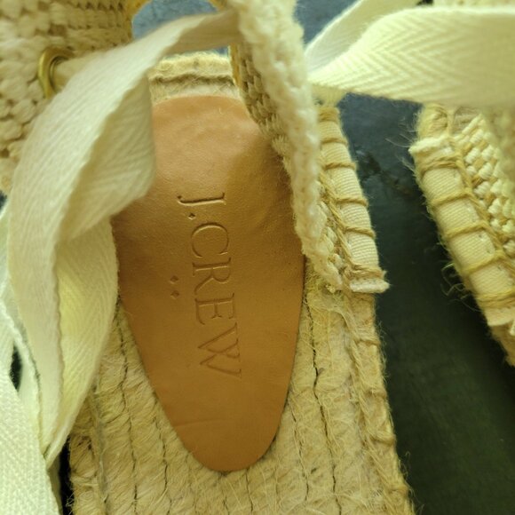 J. Crew D'Orsay lace-up espadrilles Yellow Tan  Style AX8398 Size 6.5 - Picture 5 of 8